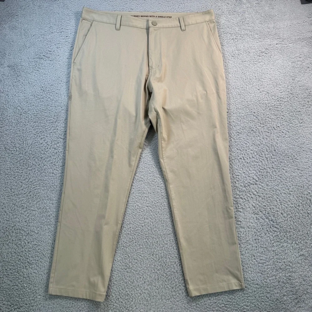 Rhone Commuter Pants Mens 36x27 Khaki Performance Stretch Slim Straight Chino